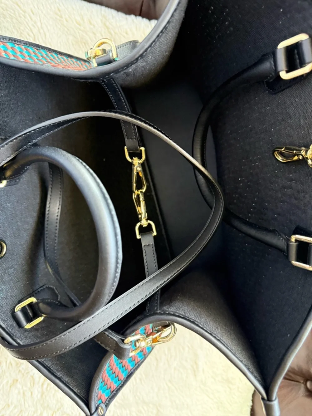 My Best Bag Firenze Woven Tote in Teal and Brown NWT - Unique Gorgeous - Picture 6 of 6